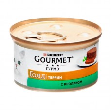 Влажный корм для кошек Gourmet Gold Террин консервы кролик по-французски упаковка 24 штуки по 85 грамм.