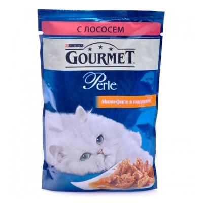 Влажный корм для кошек Gourmet Perle паучи мини-филе с лососем 85 грамм.