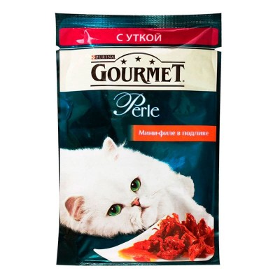 Влажный корм для кошек Gourmet Perle паучи мини-филе с уткой 85 грамм.