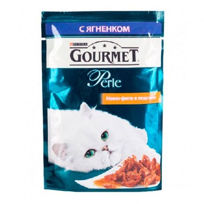 Влажный корм для кошек Gourmet Perle паучи мини-филе с ягнёнком 85 грамм. 