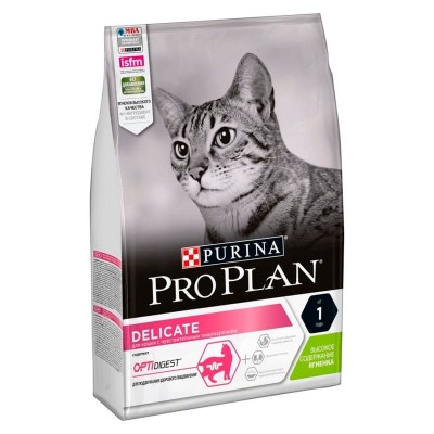 Сухой корм для кошек PRO PLAN с чувствительным пищеварением Delikate с комплексом OPTIRENAL ягнёнок 3 кг.