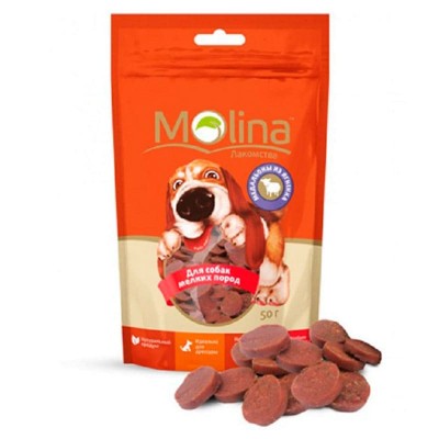Лакомства для собак Молина взрослым мелких пород Медальоны из ягненка 50 грамм 